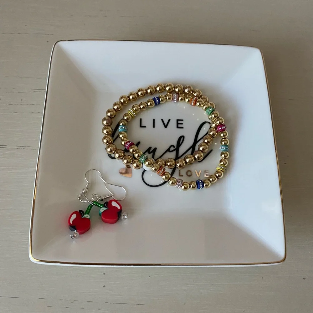 NWOT Francescas love love laugh square jewelry tray